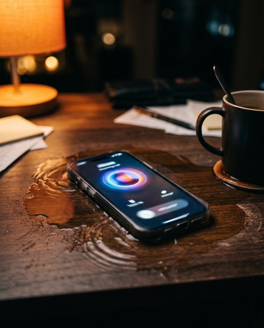 Phone lighting up with an incoming emergency call at night